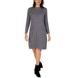 Sandra Darren Long Sleeve Double Pocket Sweater Knit Dress